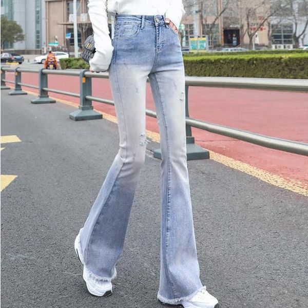 women's jeans high waist plus size womens pants 2021 autumn fashion denim cotton splicing hole elastic skinny flared trousers for femal, Blue
women's jeans high waist plus size womens pants 2021 autumn fashion denim cotton splicing hole elastic skinny flared trousers for femal, Blue