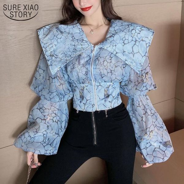 women's big turn down collar printing shirt fashion female lantern sleeve elegant perspective zipper blouses shirts 13965 210508, White
women's big turn down collar printing shirt fashion female lantern sleeve elegant perspective zipper blouses shirts 13965 210508, White