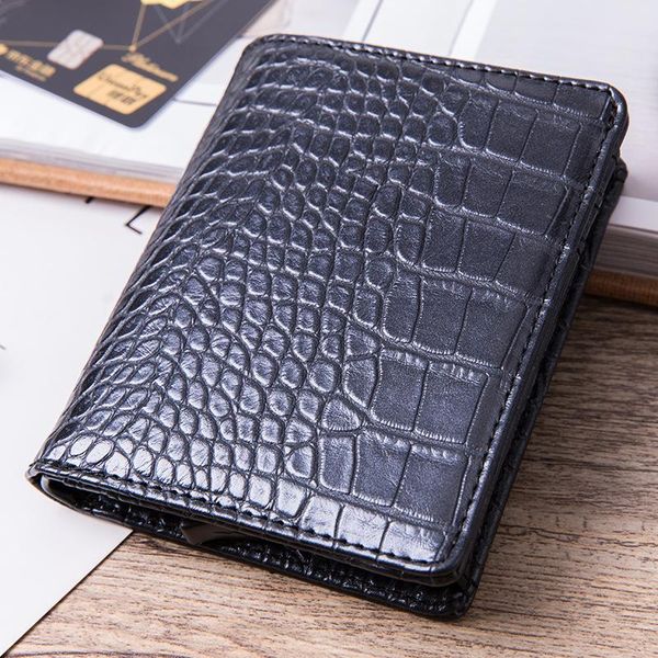 card holders rfid anti-theft brush wallet multi-card crazy horse leather men's coin pocket holder business, Brown;gray