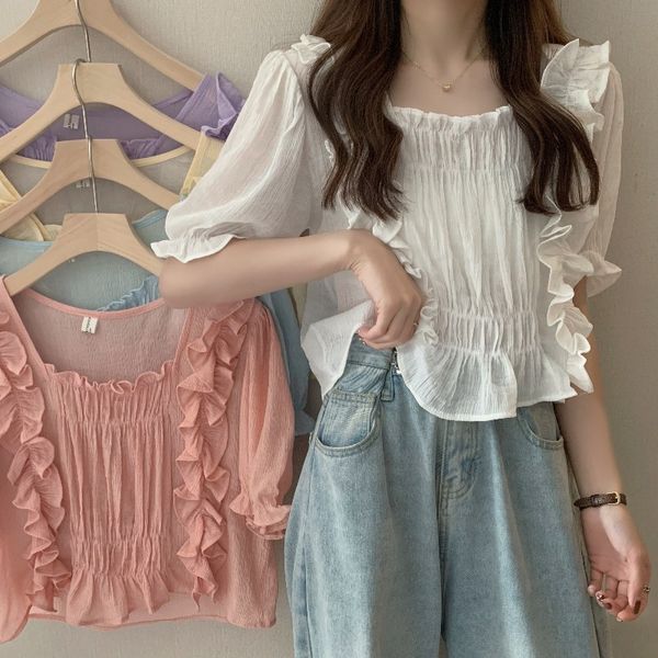 nomikuma ruffle patchwork blouses women square collar short sleeve shirts unicolor summer chic female blusas mujer 210514, White
nomikuma ruffle patchwork blouses women square collar short sleeve shirts unicolor summer chic female blusas mujer 210514, White
