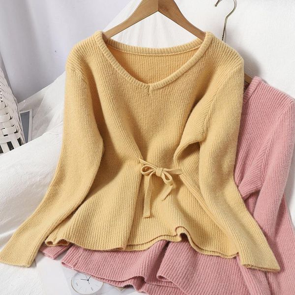 versatile pullover v-neck sweet little fresh sweater autumn and winter lace up korean plain knitted women's sweaters, White;black
versatile pullover v-neck sweet little fresh sweater autumn and winter lace up korean plain knitted women's sweaters, White;black