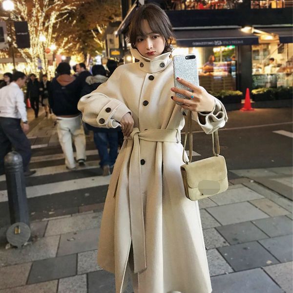 autumn winter women stand collar single breasted coat french casual loose thick warm outwear with belt 210423, Tan;black
autumn winter women stand collar single breasted coat french casual loose thick warm outwear with belt 210423, Tan;black