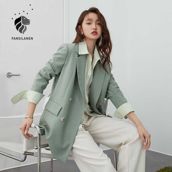 fansilanen office ladies casual white blazer women spring black oversized jacket female elegant business short green coat 210607, White;black
fansilanen office ladies casual white blazer women spring black oversized jacket female elegant business short green coat 210607, White;black