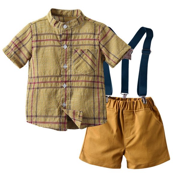 summer children's shirt plaid cotton short sleeve stand collar carrying shorts two piece baby, Blue
summer children's shirt plaid cotton short sleeve stand collar carrying shorts two piece baby, Blue