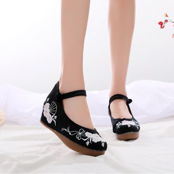 dress shoes retro embroidery ethnic style slope heel increase casual cloth fashion women's embroidered canvas, Black
dress shoes retro embroidery ethnic style slope heel increase casual cloth fashion women's embroidered canvas, Black