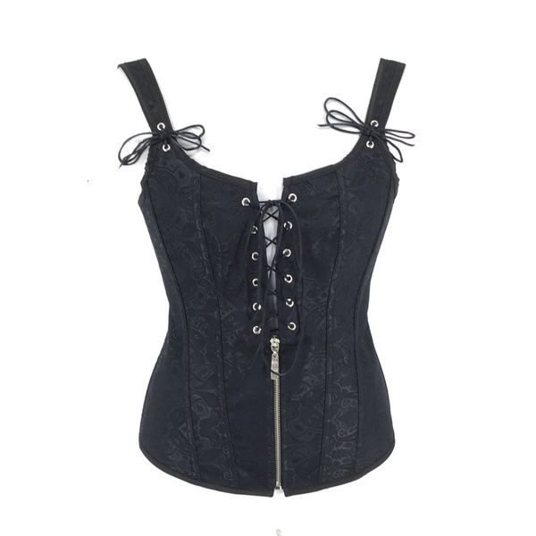 costumes jacquard gathered slim fitting corset, Black