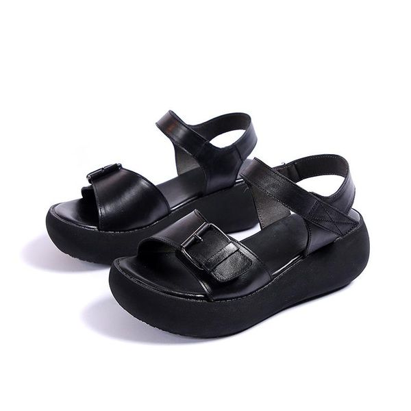 thick-soled leather sandals for women's summer 2021 fashion retro oat cowhide casual, Black
thick-soled leather sandals for women's summer 2021 fashion retro oat cowhide casual, Black