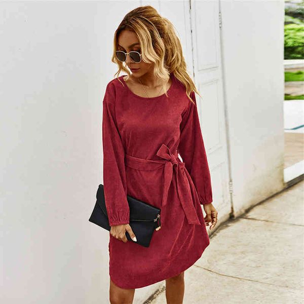 new ladies autumn winter bandage corduroy solid vintage women full sleeve o neck lade up knee length dress with belt, Black;gray
new ladies autumn winter bandage corduroy solid vintage women full sleeve o neck lade up knee length dress with belt, Black;gray