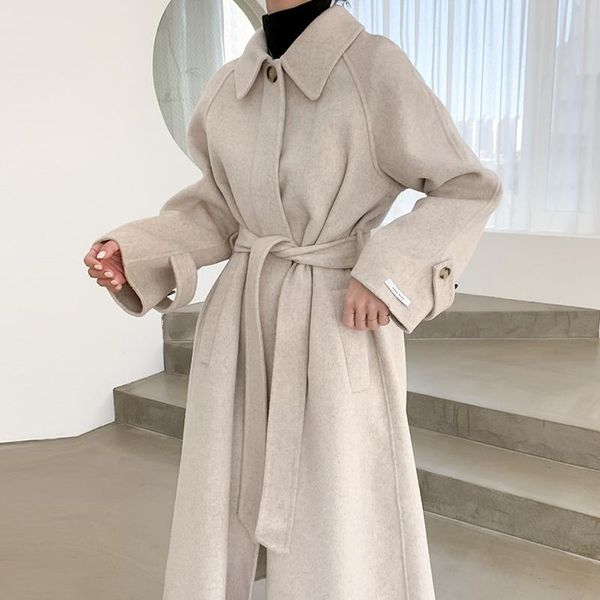 women's wool & blends 2021 women winter slim long coat with belt single breasted vintage woolen overcoat female outerwear solid color, Black
women's wool & blends 2021 women winter slim long coat with belt single breasted vintage woolen overcoat female outerwear solid color, Black