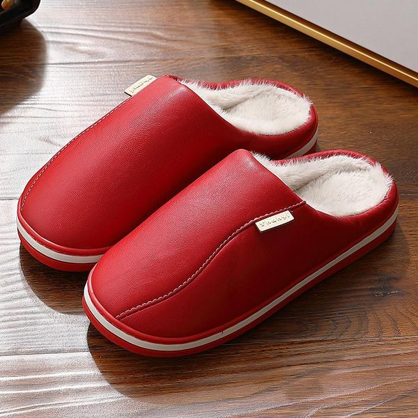 slippers pu leather waterproof women couple shoes short plush winter warm men couples non-slip soft home indoor bedroom, Black
slippers pu leather waterproof women couple shoes short plush winter warm men couples non-slip soft home indoor bedroom, Black