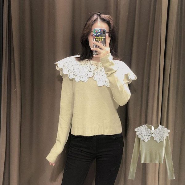 autumn and winter women's sweater stitching doll collar elegant all-match fashion casual sweaters, White;black
autumn and winter women's sweater stitching doll collar elegant all-match fashion casual sweaters, White;black