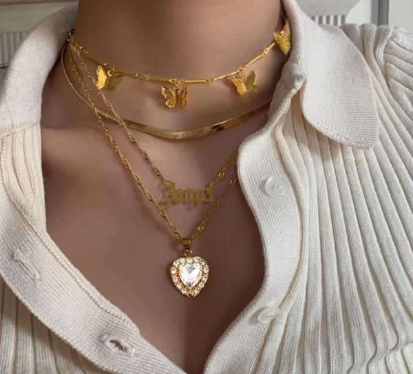 boho metal butterfly choker necklace for women vintage angel letter crystal love herat twisted chain party jewelry gift chains, Silver
boho metal butterfly choker necklace for women vintage angel letter crystal love herat twisted chain party jewelry gift chains, Silver