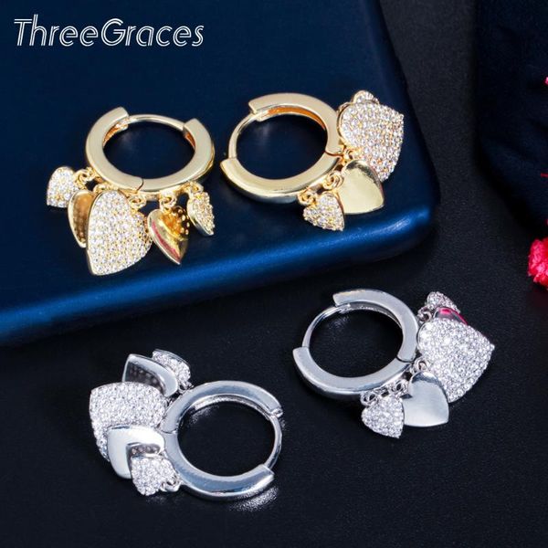 hoop & huggie threegraces korean fashion cz crystal cute hanging love heart charm earrings for ladies gold silver color jewelry er614, Golden;silver
hoop & huggie threegraces korean fashion cz crystal cute hanging love heart charm earrings for ladies gold silver color jewelry er614, Golden;silver