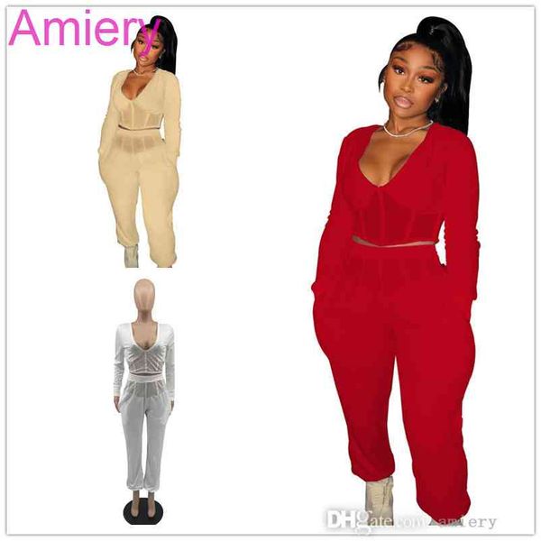 long pants tracksuits for woman new fashion v-neck mesh splicing set solid color loose elastic two-piece set fall and spring sportswear, White
long pants tracksuits for woman new fashion v-neck mesh splicing set solid color loose elastic two-piece set fall and spring sportswear, White