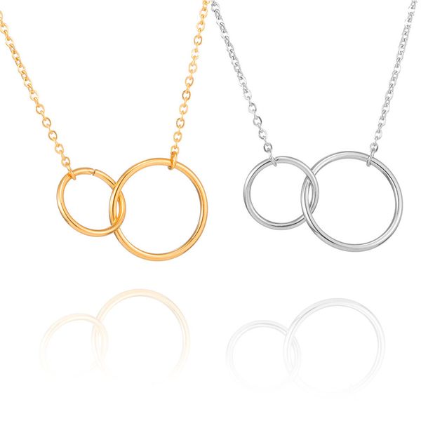stainless steel interlocking circle pendant necklace for women sister friend gold silver color chain jewelry wholesale items
stainless steel interlocking circle pendant necklace for women sister friend gold silver color chain jewelry wholesale items