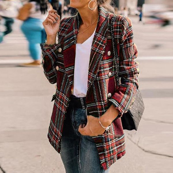 women's suits & blazers casual plaid women blazer jacket female suit coat spring autumn vintage fashion outerwear office ladies, White;black
women's suits & blazers casual plaid women blazer jacket female suit coat spring autumn vintage fashion outerwear office ladies, White;black