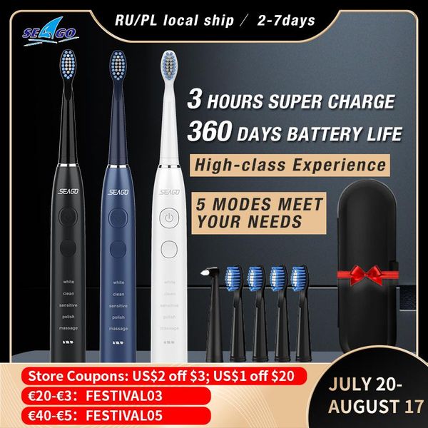 smart electric toothbrush seago sonic upgraded waterproof usb rechargeable 360 days long standby time with5 brush head gift
smart electric toothbrush seago sonic upgraded waterproof usb rechargeable 360 days long standby time with5 brush head gift
