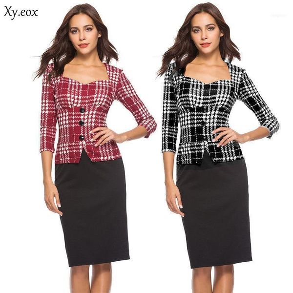autumn vestidos plus size plaid stitching fake two sets professional temperament tunic dress office work business dresses1, Black;gray
autumn vestidos plus size plaid stitching fake two sets professional temperament tunic dress office work business dresses1, Black;gray