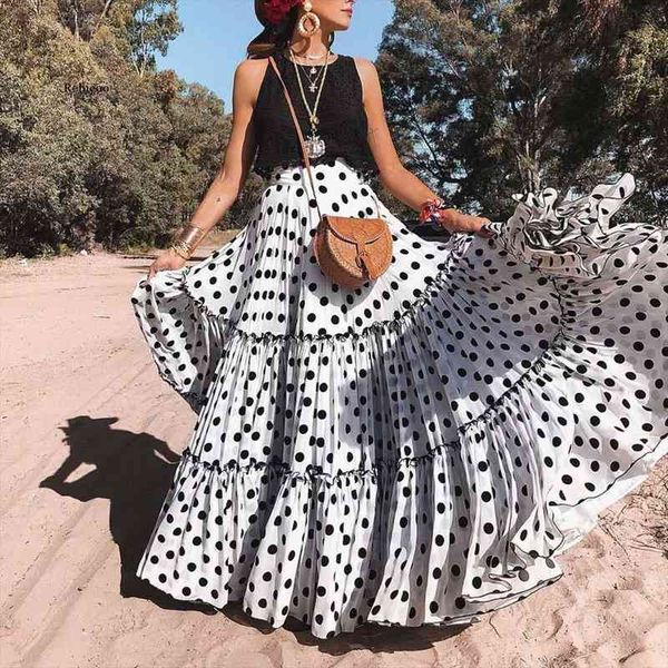 plus size polka dot skirts summer women high waist ruffled a-line swing maxi skirt ladies casual loose layered long skirt, Black
plus size polka dot skirts summer women high waist ruffled a-line swing maxi skirt ladies casual loose layered long skirt, Black