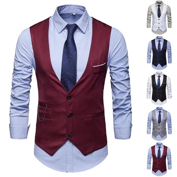 men's vests slim single-breasted blazer wine red casual jacket suit vest autumn winter fashion plain clothing, Black;white
men's vests slim single-breasted blazer wine red casual jacket suit vest autumn winter fashion plain clothing, Black;white