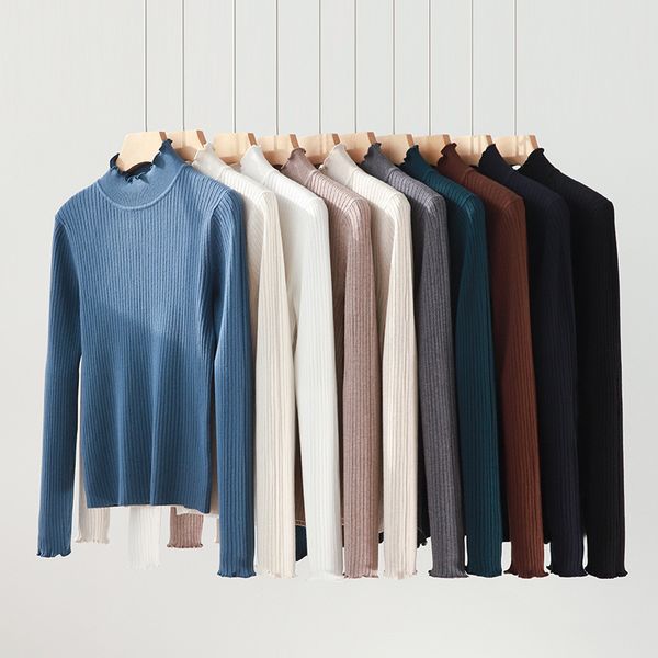 half turtleneck sweater women's fashion autumn winter version of long sleeve slim solid color knit bottoming shirt 210520, White;black
half turtleneck sweater women's fashion autumn winter version of long sleeve slim solid color knit bottoming shirt 210520, White;black