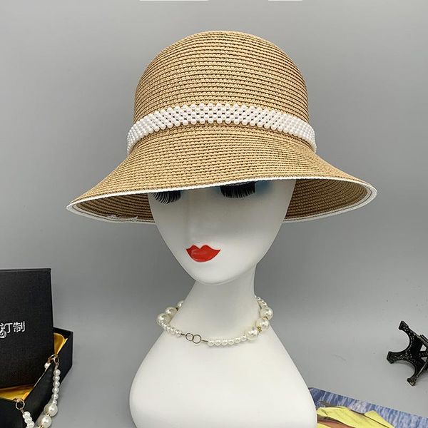 wide brim hats simple fashion women straw hat sun beach female pearl chain basin summer uv protect travel cap lady sunhat, Blue;gray
wide brim hats simple fashion women straw hat sun beach female pearl chain basin summer uv protect travel cap lady sunhat, Blue;gray