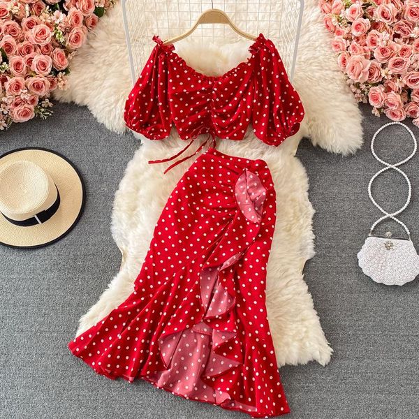 women's two piece pants skirt 2piece set sweet bubble sleeve short seaside holiday high waist fishtail summer polka dot ruffles slim, White
women's two piece pants skirt 2piece set sweet bubble sleeve short seaside holiday high waist fishtail summer polka dot ruffles slim, White