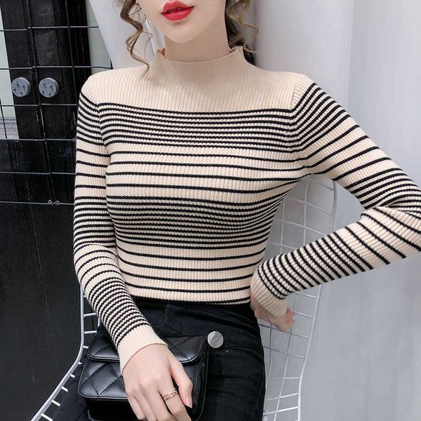 korean sweater knitted striped for long sleeve casual woman knit pullovers basic sweater 210604, White;black
korean sweater knitted striped for long sleeve casual woman knit pullovers basic sweater 210604, White;black