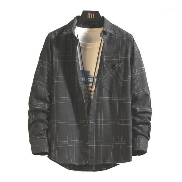 men's casual shirts 2021 korean fashon plaid shirt men harajuku style long sleeve button up flannel black vintage clothing 5xl, White;black
men's casual shirts 2021 korean fashon plaid shirt men harajuku style long sleeve button up flannel black vintage clothing 5xl, White;black