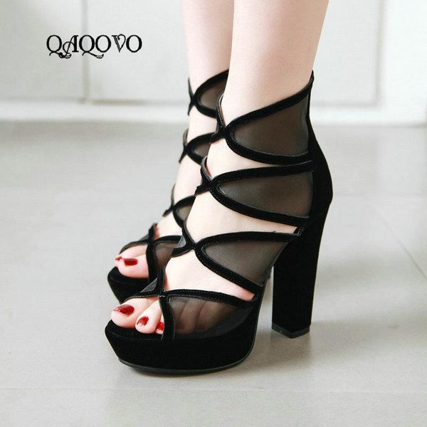 style summer translucent gladiator sandals women platform square high heels back zipper pumps peep toe party shoes dress, Black
style summer translucent gladiator sandals women platform square high heels back zipper pumps peep toe party shoes dress, Black
