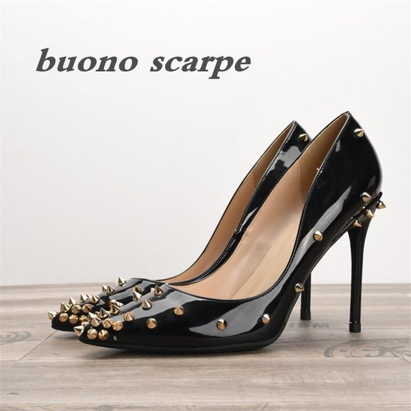 spring 2021 star patented leather point-toe single shoes shallow tape heels with a ring of rivets antacks ladies dress, Black
spring 2021 star patented leather point-toe single shoes shallow tape heels with a ring of rivets antacks ladies dress, Black