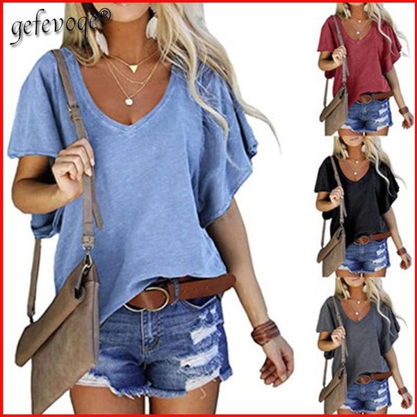 women's t-shirt 2021 summer fashion clothes solid loose v-neck short sleeve tunic tshirt casual pullover simple style tees t shirts, White
women's t-shirt 2021 summer fashion clothes solid loose v-neck short sleeve tunic tshirt casual pullover simple style tees t shirts, White