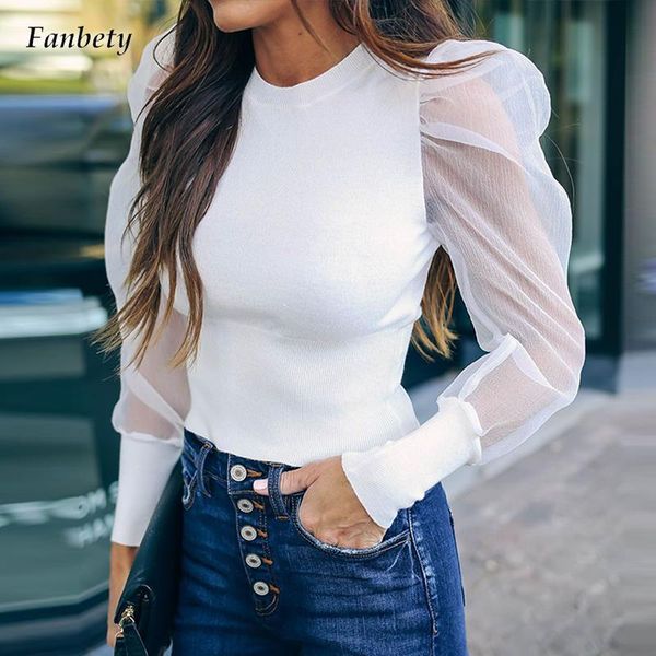 women's blouses & shirts elegant o neck women blusas see-through mesh pullover ladies fashion puff sleeve blouse casual streetwear, White
women's blouses & shirts elegant o neck women blusas see-through mesh pullover ladies fashion puff sleeve blouse casual streetwear, White
