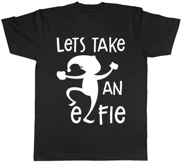 lets take an elfie selfie christmas xmas mens funny short sleeve t-shirt, White;black
lets take an elfie selfie christmas xmas mens funny short sleeve t-shirt, White;black