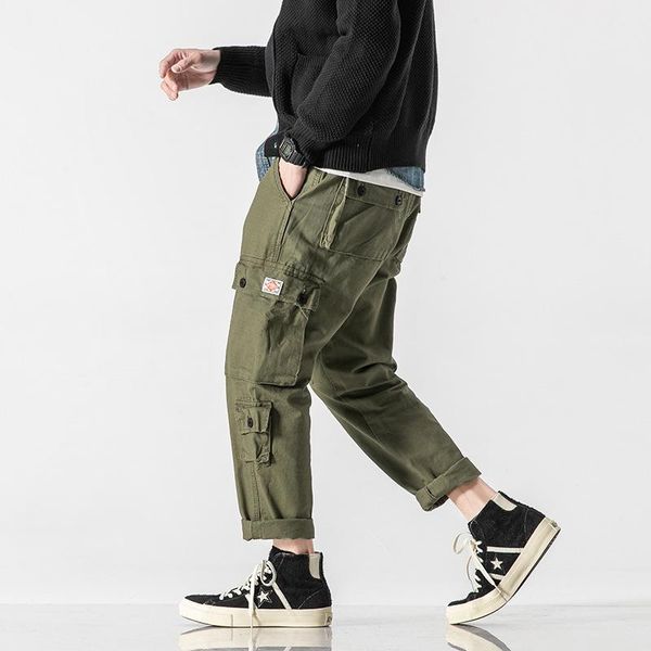 men's multi-pocket cargo pants for spring 2021 loose, straight leg slacks european and american fashion street clothing, Black
men's multi-pocket cargo pants for spring 2021 loose, straight leg slacks european and american fashion street clothing, Black