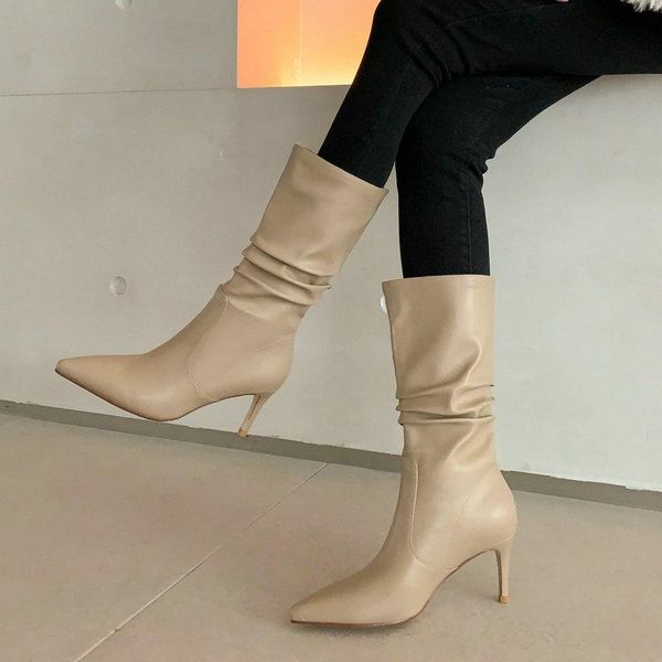boots genuine leather pointed toe thin heel calf women fashion flods long ladies party dress high heels mid-calf, Black
boots genuine leather pointed toe thin heel calf women fashion flods long ladies party dress high heels mid-calf, Black
