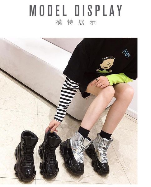 boots 2021 autumn winter women's fluffy leisure plush thermal sneaker thick soled leather, Black 
boots 2021 autumn winter women's fluffy leisure plush thermal sneaker thick soled leather, Black