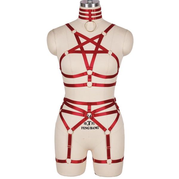 wine red pentagram bondage set adjust waist elastic wrap neck lingerie for women special festival rave garter gothic style garters, Black;white
wine red pentagram bondage set adjust waist elastic wrap neck lingerie for women special festival rave garter gothic style garters, Black;white