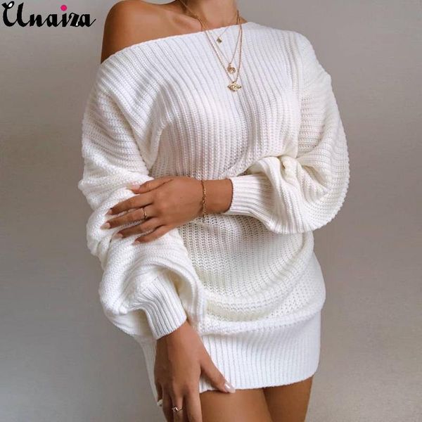women 2021 dress autumn and winter casual off-shoulder lantern sleeve knitted sweater sloping shoulder women's sweaters, White;black
women 2021 dress autumn and winter casual off-shoulder lantern sleeve knitted sweater sloping shoulder women's sweaters, White;black