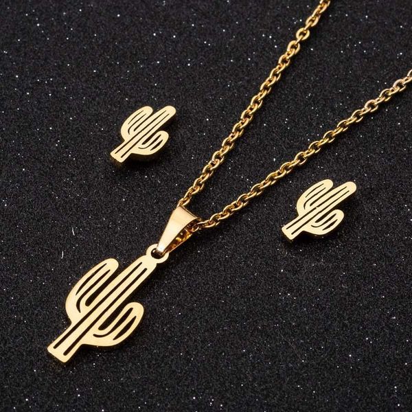 charms personalized plant necklace pendant simple hollow out cactus clavicle chain earrings three piece set mini gift women ladies, Bronze;silver
charms personalized plant necklace pendant simple hollow out cactus clavicle chain earrings three piece set mini gift women ladies, Bronze;silver
