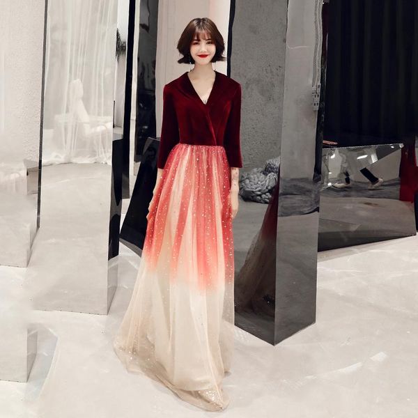 party dresses 2021 three quarter v neck velour elegant evening dress floor length tulle gown gowns lf278, White;black
party dresses 2021 three quarter v neck velour elegant evening dress floor length tulle gown gowns lf278, White;black