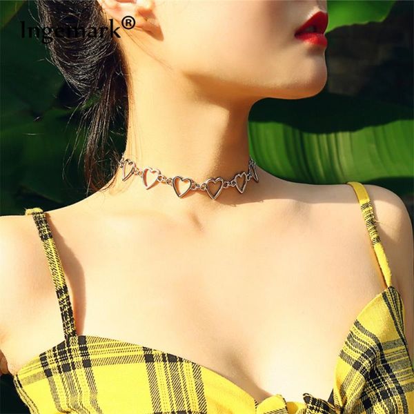 chokers ingemark peach love heart choker necklace women simple gold single layer alloy wedding jewelry chain collier femme 2021, Golden;silver
chokers ingemark peach love heart choker necklace women simple gold single layer alloy wedding jewelry chain collier femme 2021, Golden;silver