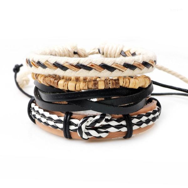 charm bracelets 4pcs/set boho gypsy hippie punk brown black leather beige cord wrap knots wooden bead layers adjustable set for man1, Golden;silver
charm bracelets 4pcs/set boho gypsy hippie punk brown black leather beige cord wrap knots wooden bead layers adjustable set for man1, Golden;silver