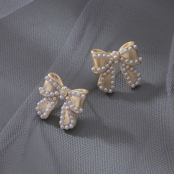 925 sier needle korean style bowknot earrings in sweet fairy fashion pearl small fragrance earrings girl, Golden
925 sier needle korean style bowknot earrings in sweet fairy fashion pearl small fragrance earrings girl, Golden