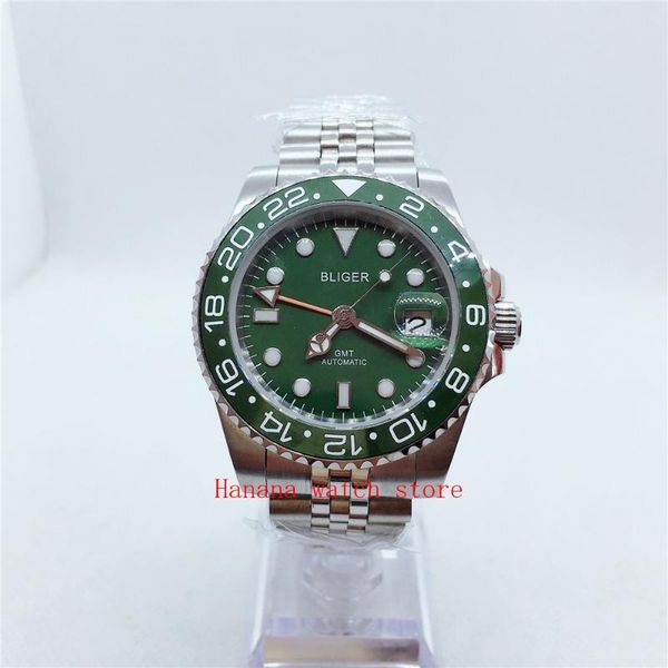 wristwatches green face automatic men's watch 40mm gmt function date magifier ss strap bracelet clasp, Slivery;brown
wristwatches green face automatic men's watch 40mm gmt function date magifier ss strap bracelet clasp, Slivery;brown