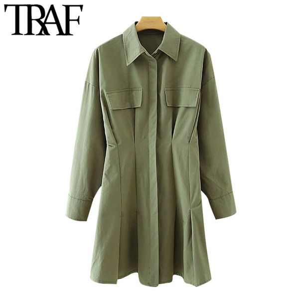 traf women chic fashion with buttons pleated fitting mini dress vintage lapel collar long sleeve female dresses mujer 210415, Black;gray
traf women chic fashion with buttons pleated fitting mini dress vintage lapel collar long sleeve female dresses mujer 210415, Black;gray
