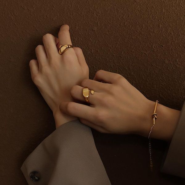 cluster rings european and american ins wind minimalist plane opening ring titanium steel 18k gold tail casting process, Golden;silver
cluster rings european and american ins wind minimalist plane opening ring titanium steel 18k gold tail casting process, Golden;silver