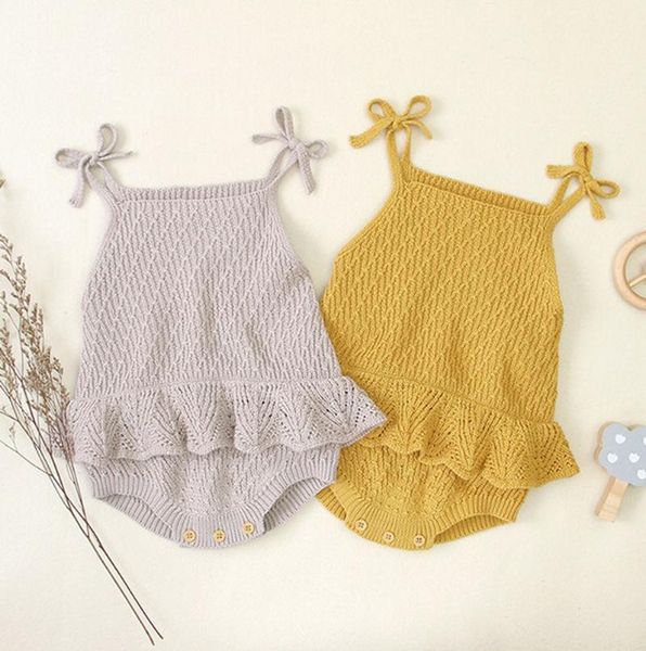 rompers baby girls solid color bodysuit sling bow shoulder knitting pleated sleeveless ruffle romper summer toddler clothes, Blue
rompers baby girls solid color bodysuit sling bow shoulder knitting pleated sleeveless ruffle romper summer toddler clothes, Blue