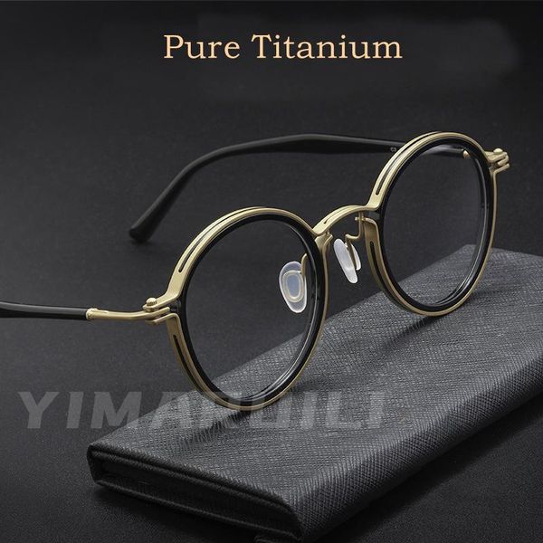 fashion sunglasses frames yimaruili retro plate pure titanium round eyeglasse frame ultra-light and comfortable optical prescription glasses, Black
fashion sunglasses frames yimaruili retro plate pure titanium round eyeglasse frame ultra-light and comfortable optical prescription glasses, Black