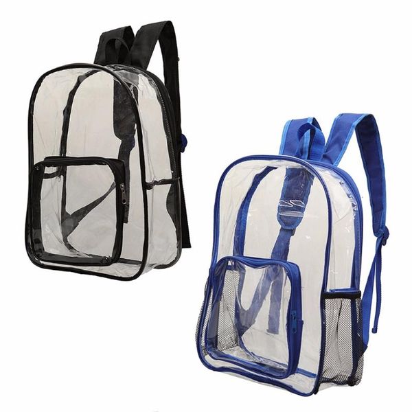 backpack fashion women men transparent pvc clear travel shoulder bag school bookbags blue black color
backpack fashion women men transparent pvc clear travel shoulder bag school bookbags blue black color